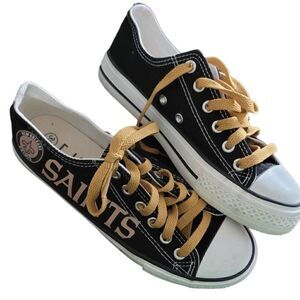 New Orleans Saints Football Team Fan Shoes Womens Size 5 /35 Black & Gold